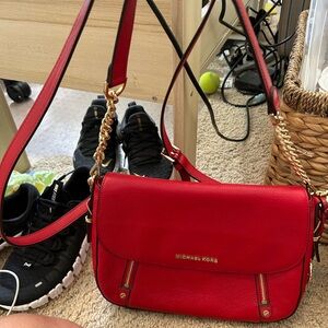 Michael Kors Red Crossbody Bag with Gold-Tone Hardware